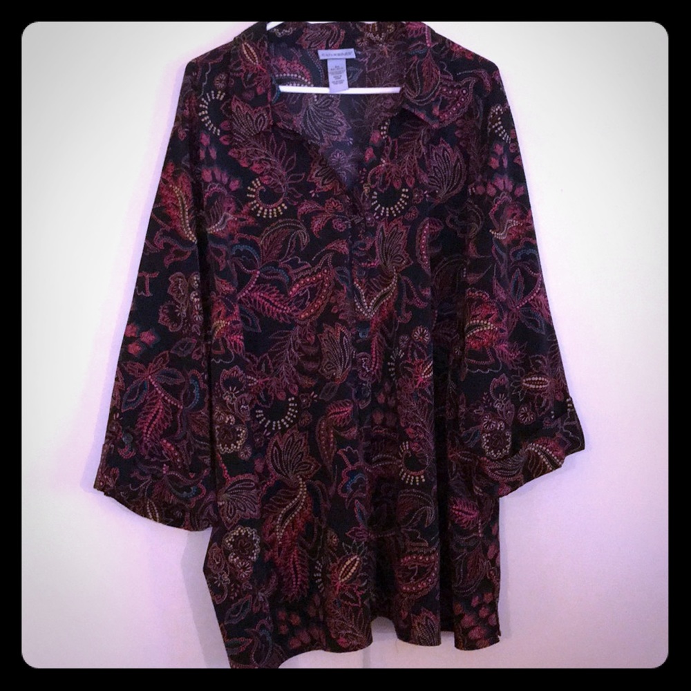 4X 30/32W Plus Size Catherine’s Button Down Blouse